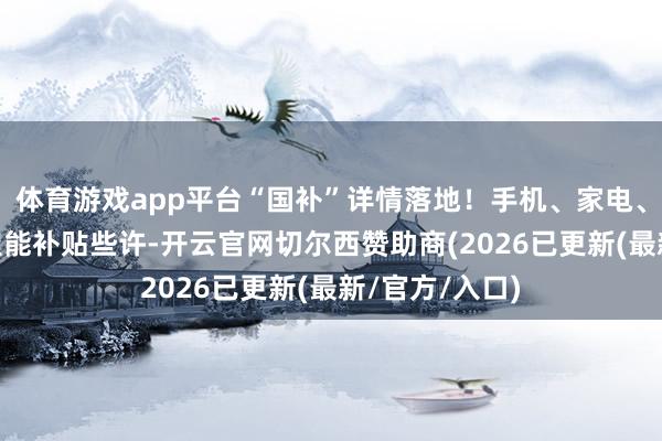体育游戏app平台“国补”详情落地！手机、家电、汽车换新 望望能补贴些许-开云官网切尔西赞助商(2026已更新(最新/官方/入口)